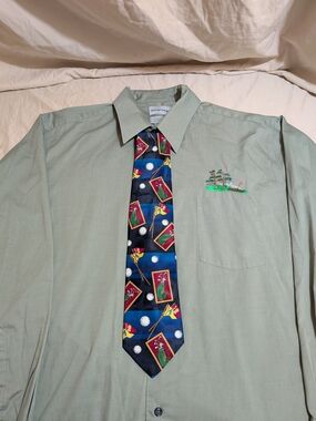 David Taylor Golf Shirt + Golf Tie Bundle • XL • Wrinkle‑Free • Stain‑Free